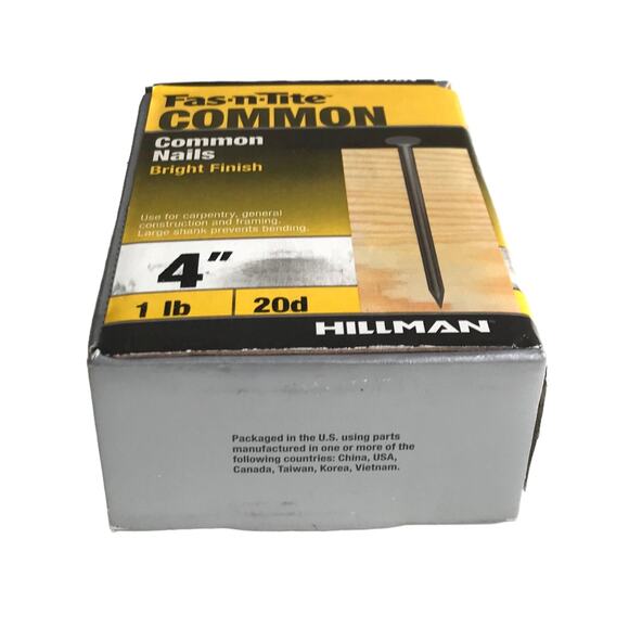 Hillman Fas N Tite Common Nails Bright Finish 4" 1lb 20d NIB New in Box - Picture 2 of 9